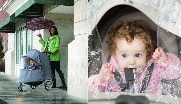Kinderwagen Zubehör - Schutz vor Regen mit einer Abdeckung für das Baby und Kleinkind