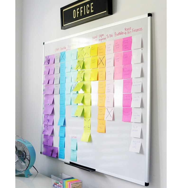 Life Hacks Ordnung Aufgaben Haushalt Schreibtisch Kabinett verschiedene Farbzettel