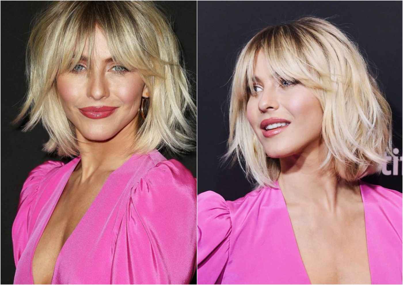 Lob Frisur with Curtain Bangs combined Julianne Hough