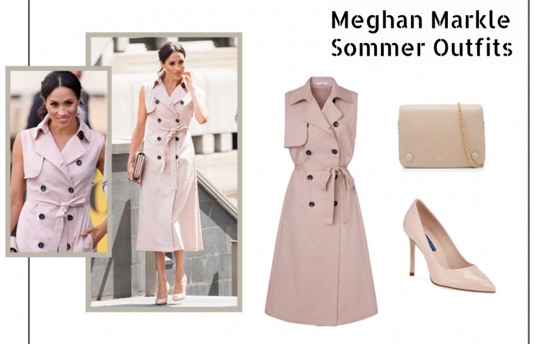 Meghan Markle Sommer Outfit Hemdkleid Knöpfe Kragen blush rosa beige Schuhe Kragen