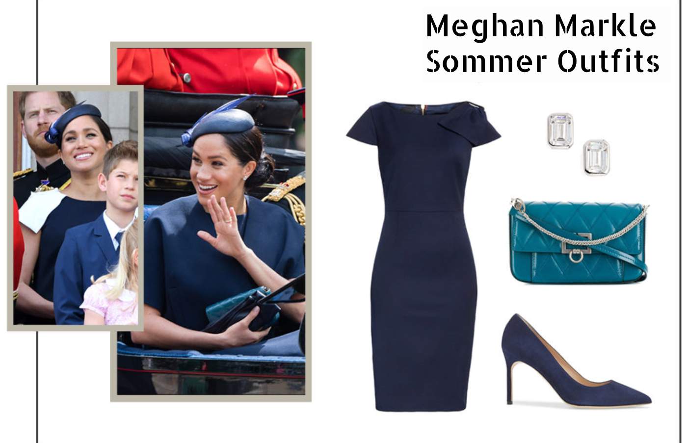 Meghan Markle Sommer Outfit Thin Blue Bleififtkleid Hochzeit Guest Idea
