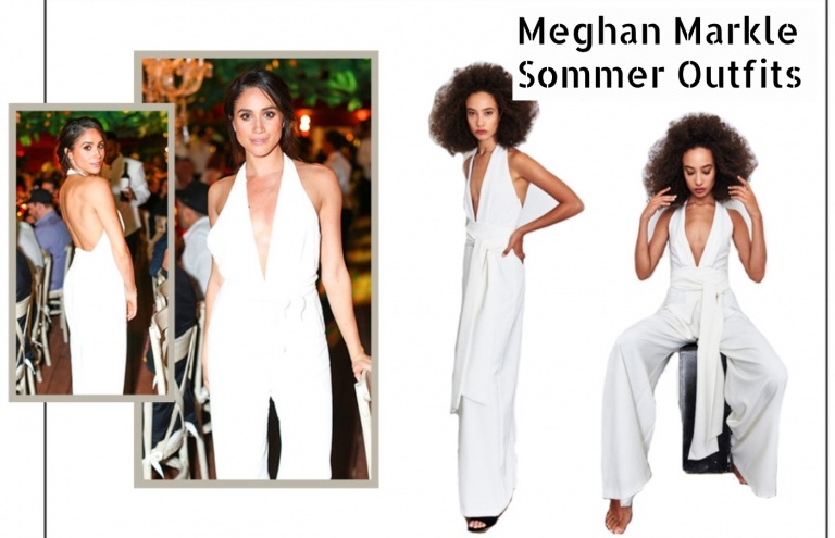 Meghan Markle Sommer Outfit weiß Allround Gürtel schulterfrei rückenfrei breit