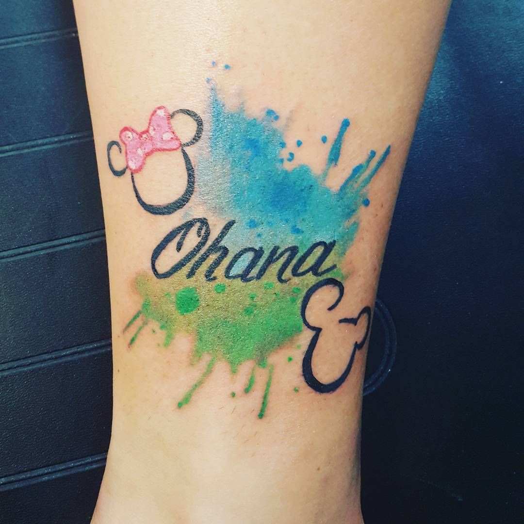 Ohana Tattoo Trends Familie watercolor Tattoo Ideen klein Frauen