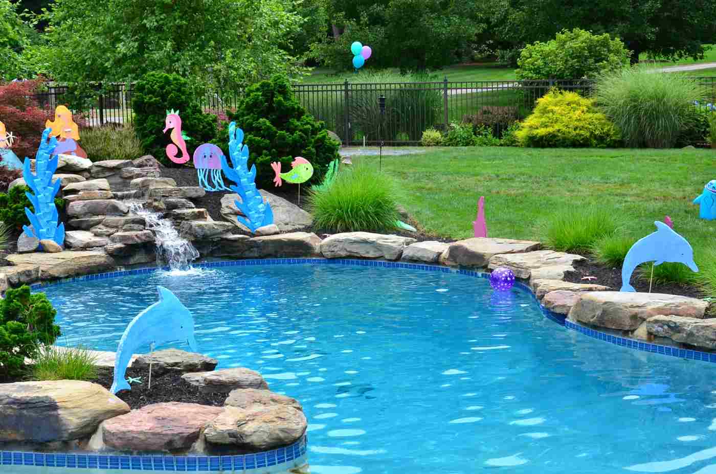 Pool decorations for the pool party for children's shower