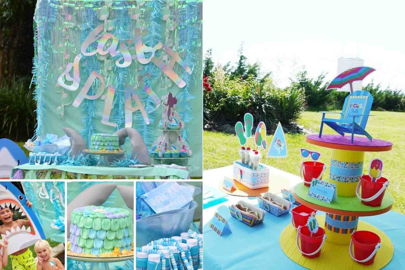 Pool party with children's theme with appropriate theme plans and design