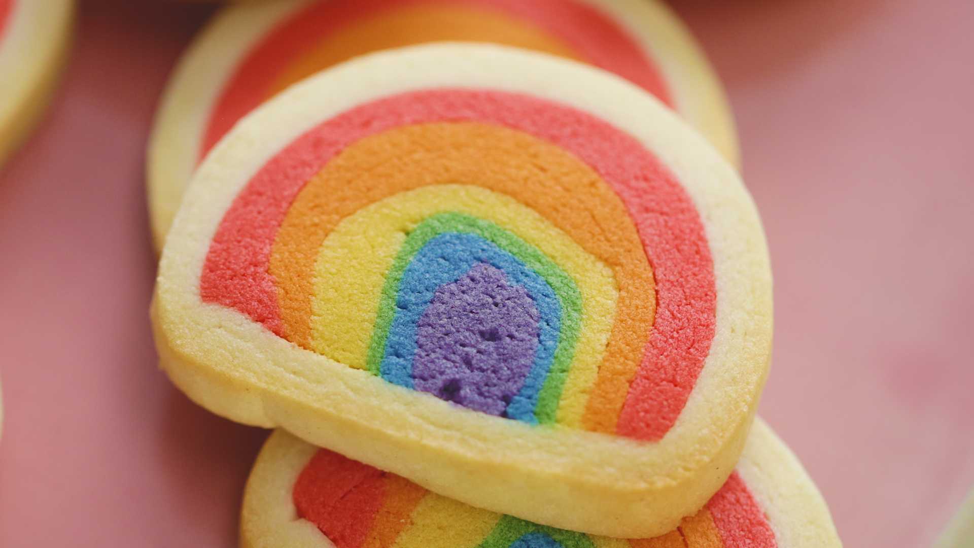 Rainbow biscuits baking recipe easy to slice sugar cast easy