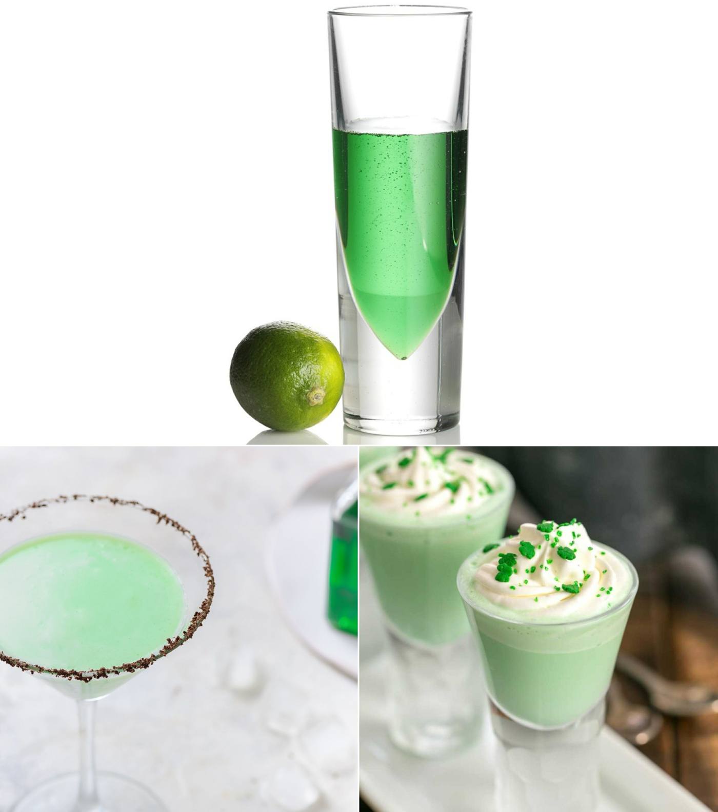 Shots Rezepte in grüner Farbe - Grashüpfer mit Kakaolikör, Minzlikör