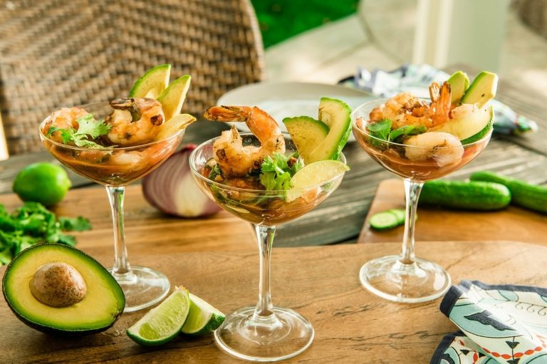 Shrimp Cocktail Rezept einfach Avocado Sauce Meeresfrüchte Abendessen
