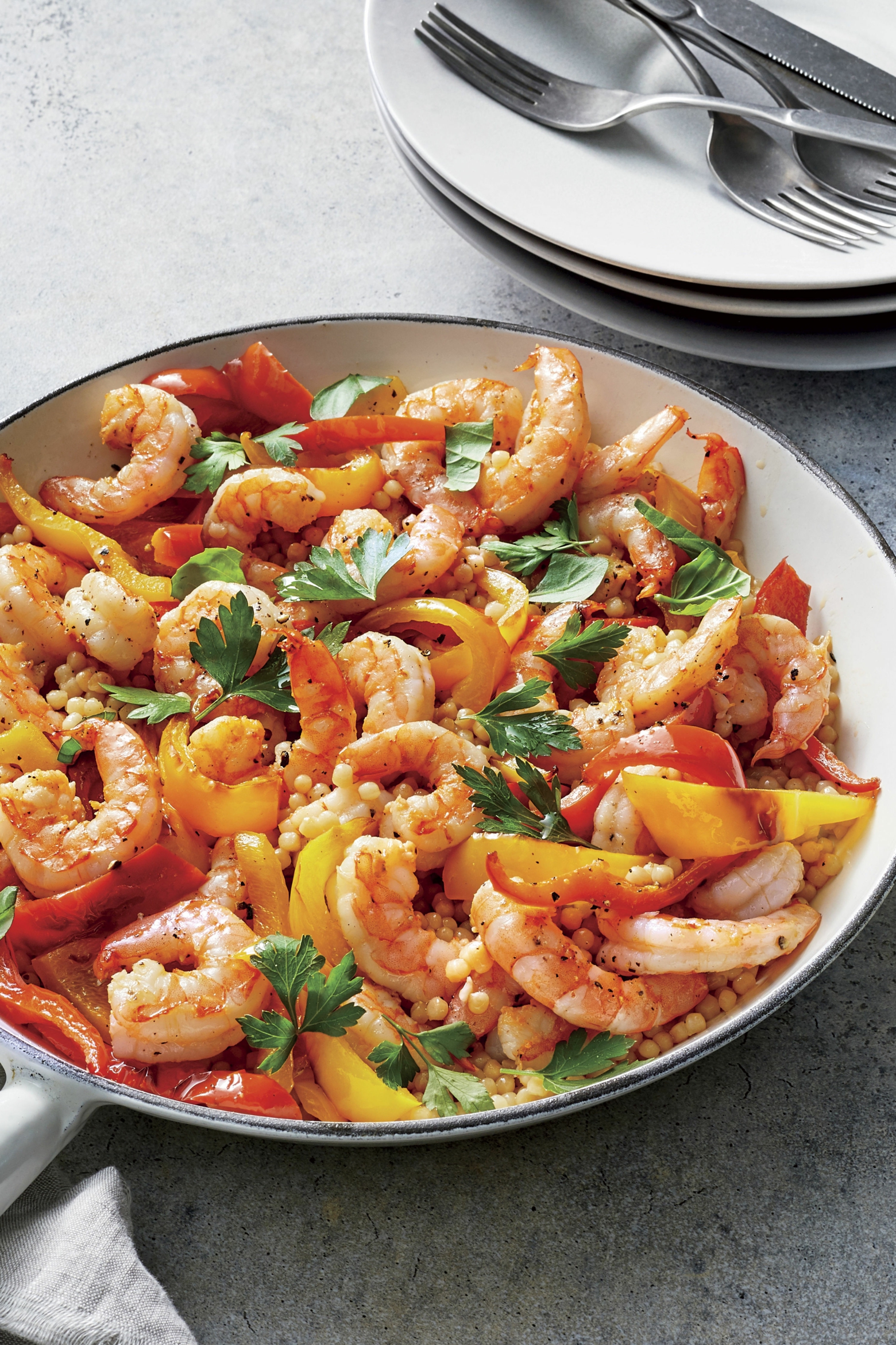 Shrimps Rezepte Couscous Salat Paprika Sommer Abendessen schnell einfach