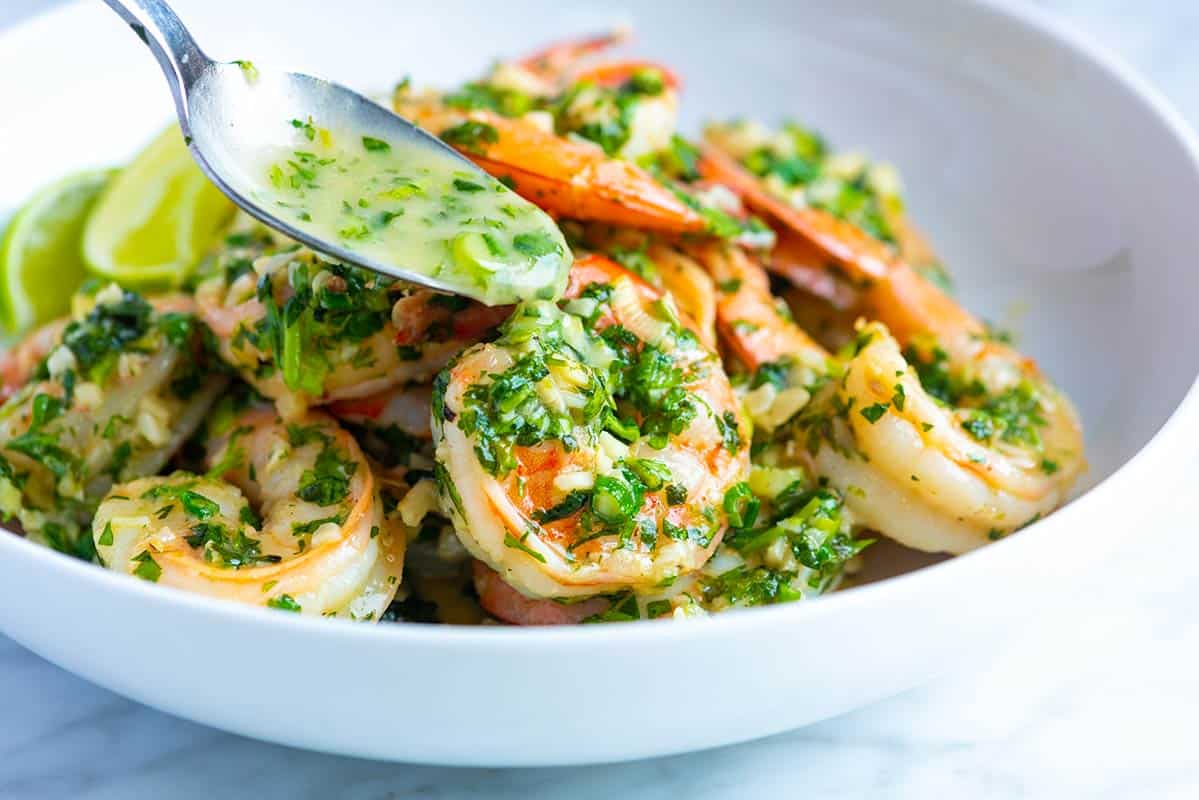 Shrimps Rezepte Knoblauch Sauce mit Petersilie Limetten gesund Abendessen