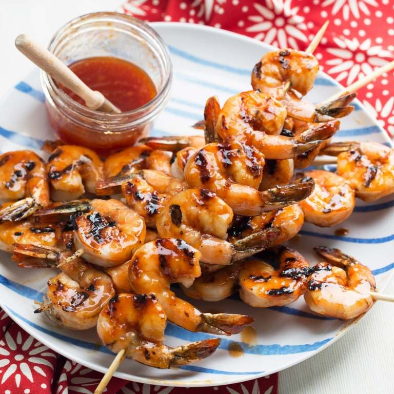Shrimps Rezepte Spieße Meeresfrüchte gesund Abendessen Ideen zum Abnehmen