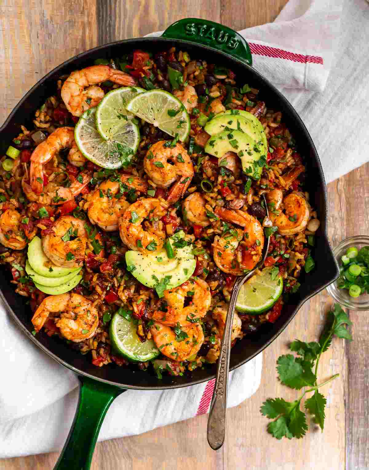 Shrimps mit Reis Rezept mexikanischer Reis Petersilie Abendessen Sommergerichte
