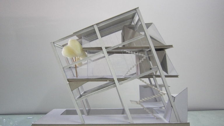 schräges Haus 3D Modell der Architektur