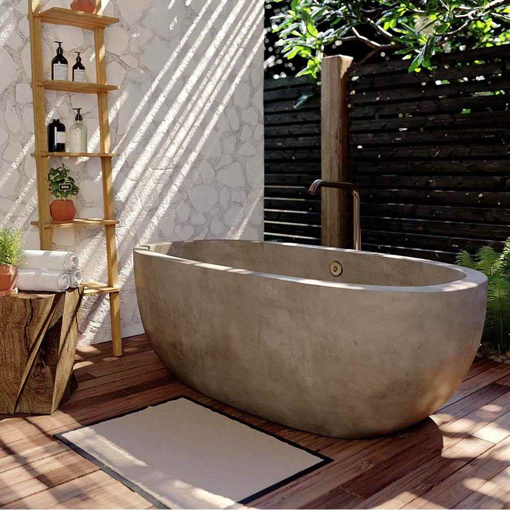 badewanne garten dusche bathtub bathroom landhausstil naturstein soaking bathtubs perigold nativestone tubs hocker stein leiterregal deavita magzhouse