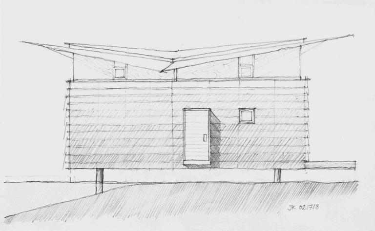 Bauplan Einfamilienhaus Holz Eingang Balken