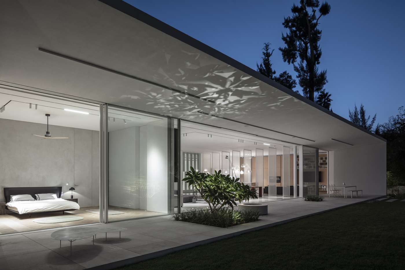 Single-family house double bed terrace glass sliding doors
