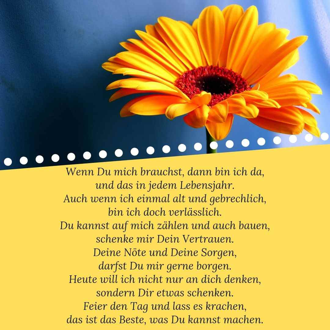 Gedicht und Geburtstagswünsche für Tochter mit gelber Blume für eine sonnige Grußkarte