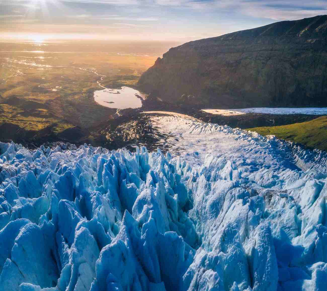 Gletscherschmelze in Island Wasserspeicher verschwinden Klimawandel