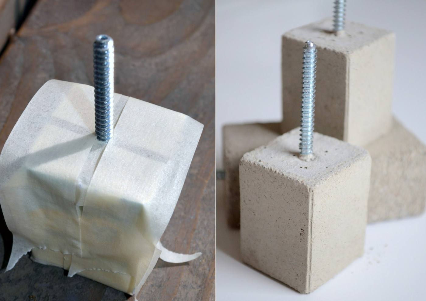 Handles for cabinets and drawers themselves are made of lightweight concrete