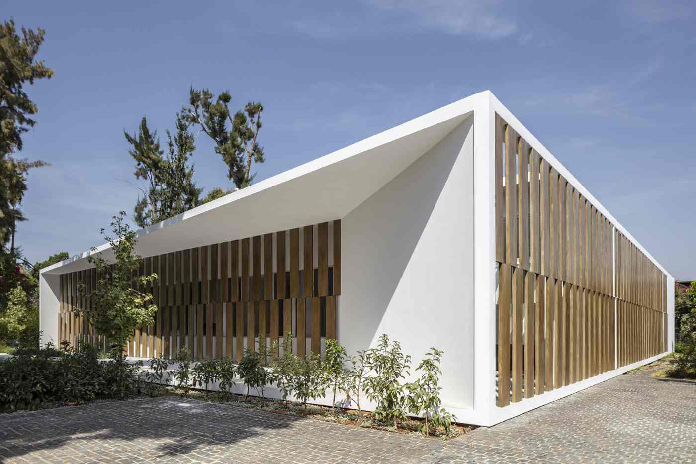 House design modern house facade wood blinds