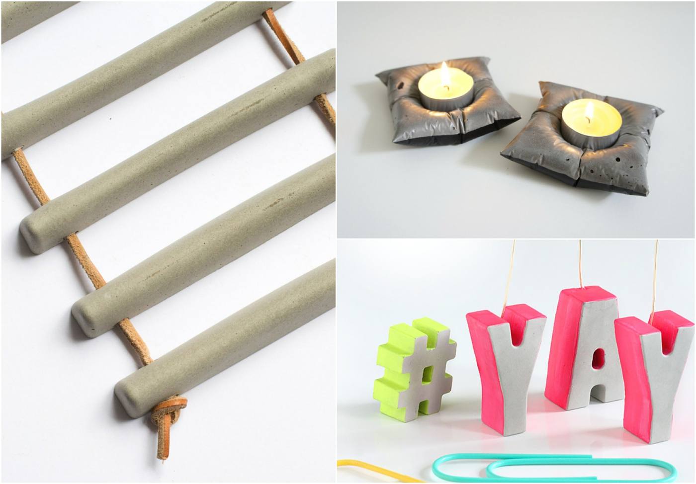 Crafting ideas with concrete - subsets, candle holders and photo booths