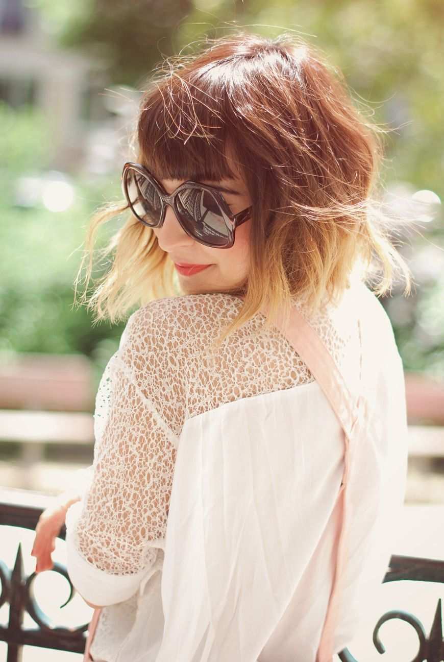 Short Hair Hairstyles Trend Ombre Brown Hair Color Blouse White