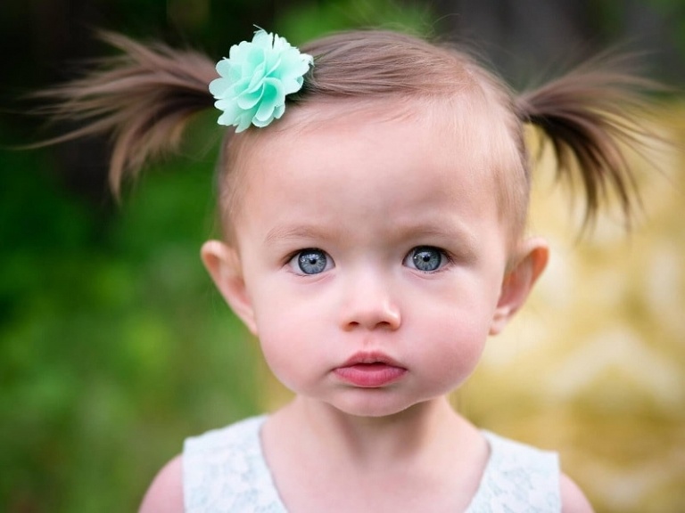 Kurzhaarfrisuren Mädchen Kinder 3 Jahre Bilder frech Pferdeschwanz dünne Haare