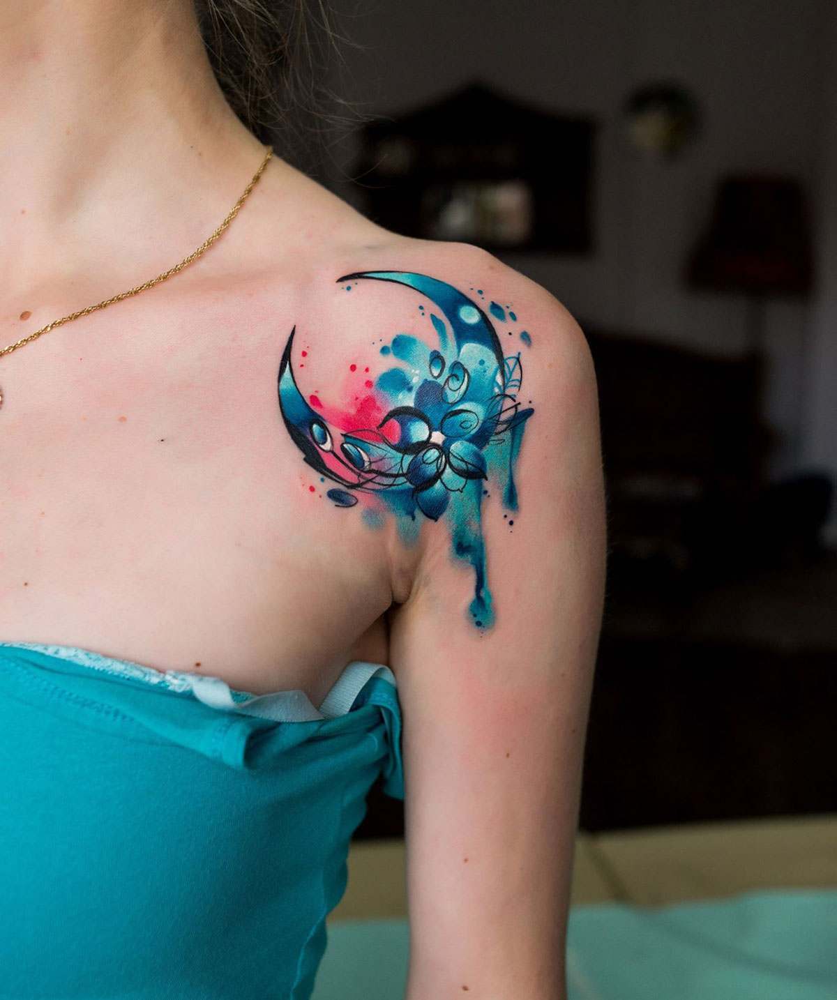 Mond Tattoodesign Bedeutung Watercolor Tattootrends Frauen