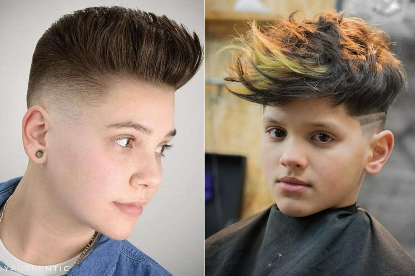 Peppy hairstyles for boys from 12 with Pompadour