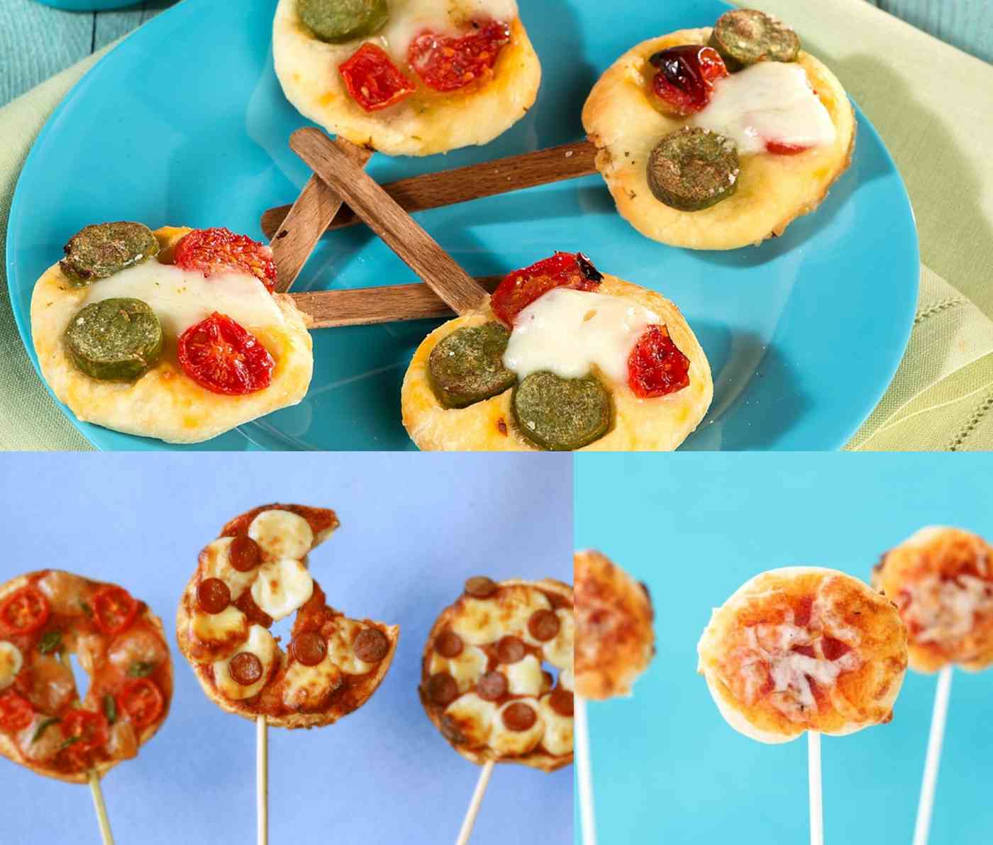 Bake pizza lollies in steel with the desired coating