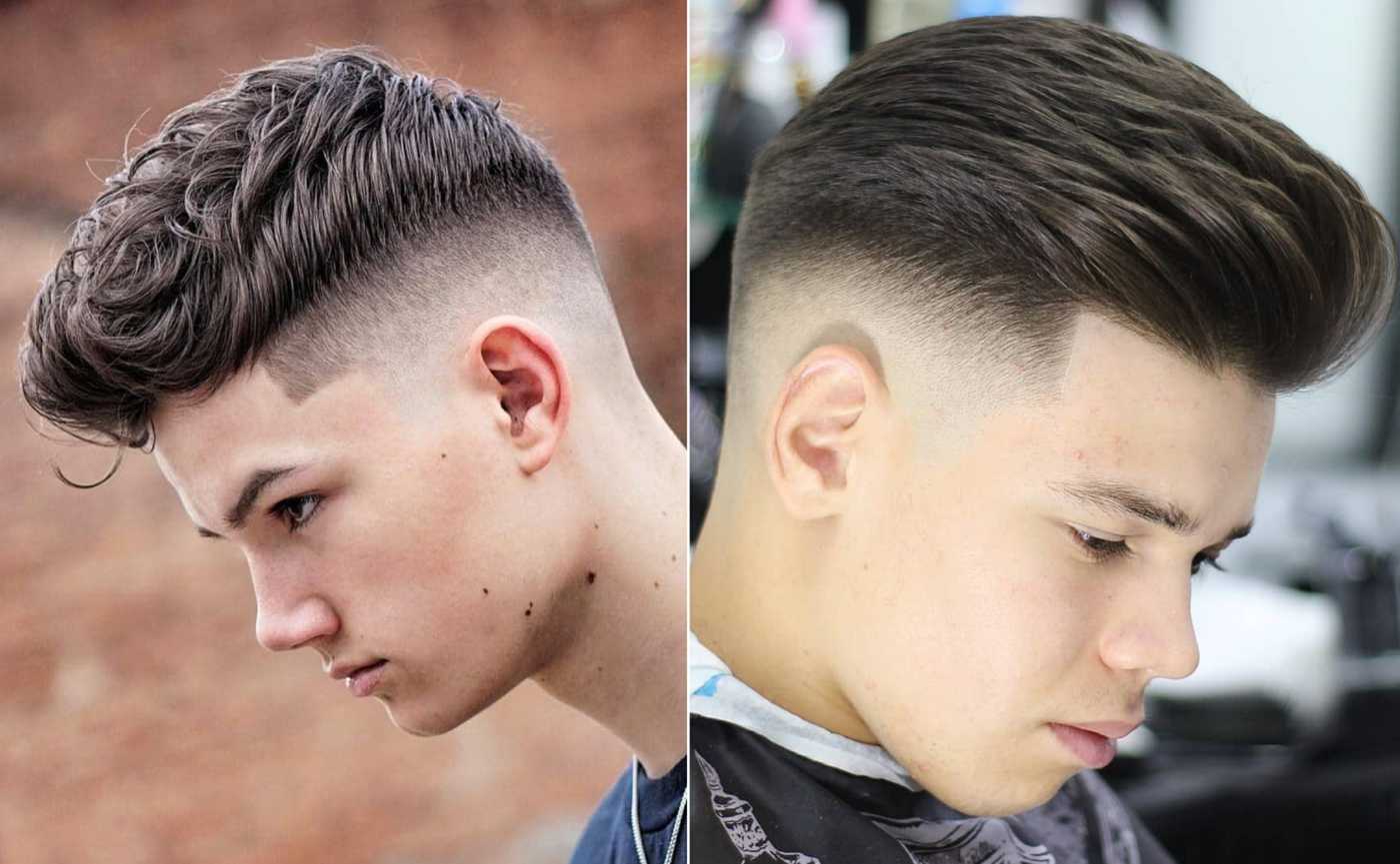 Pompadour with waves and sidecut as an idea for hairstyles for boys from 12