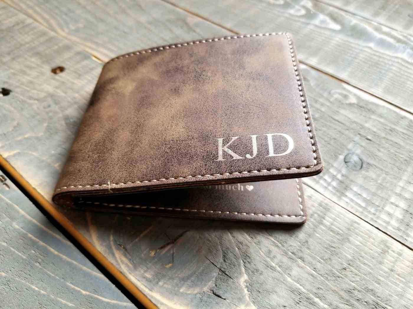 Wallet made of plain leather with water and cloth soaps