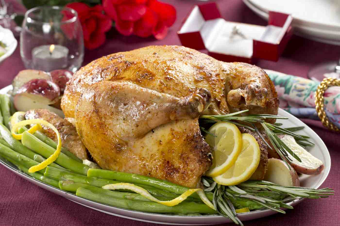 Rosemary, Thyme, Sage and Parsley are suitable spices for the chicken with asparagus
