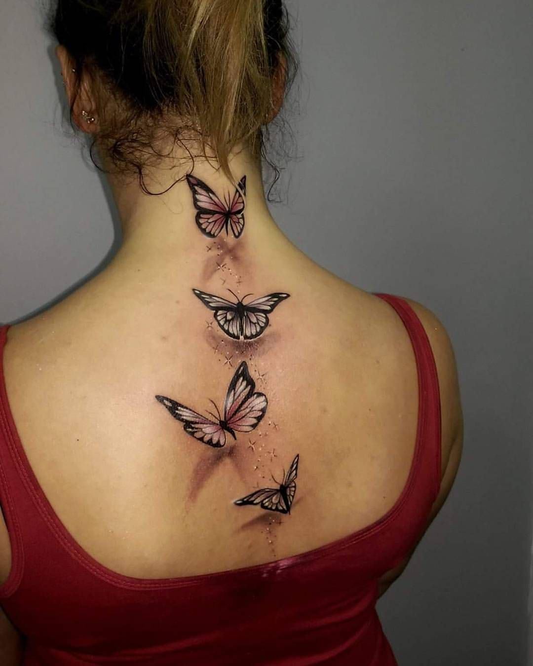 Rücken-Tattoo für Frauen Schmetterling Tattoodesign 3d-Tattoo Tattootrends