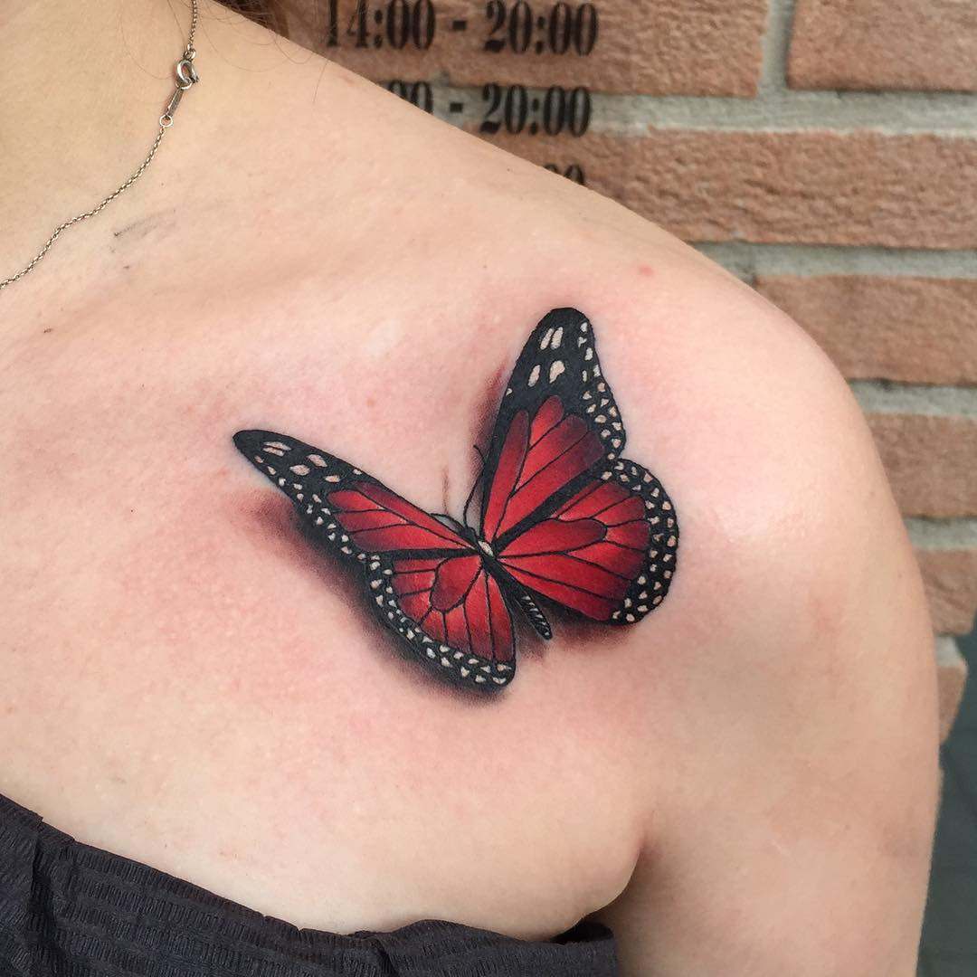 Schlüsselbein Tattoo 3d Schmetterling Tattoodesign Bedeutung Frauen