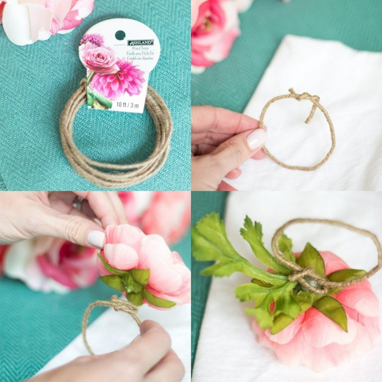 Serviettenringe aus Kunstblumen selber basteln DIY Anleitung Tischdeko Hochzeit