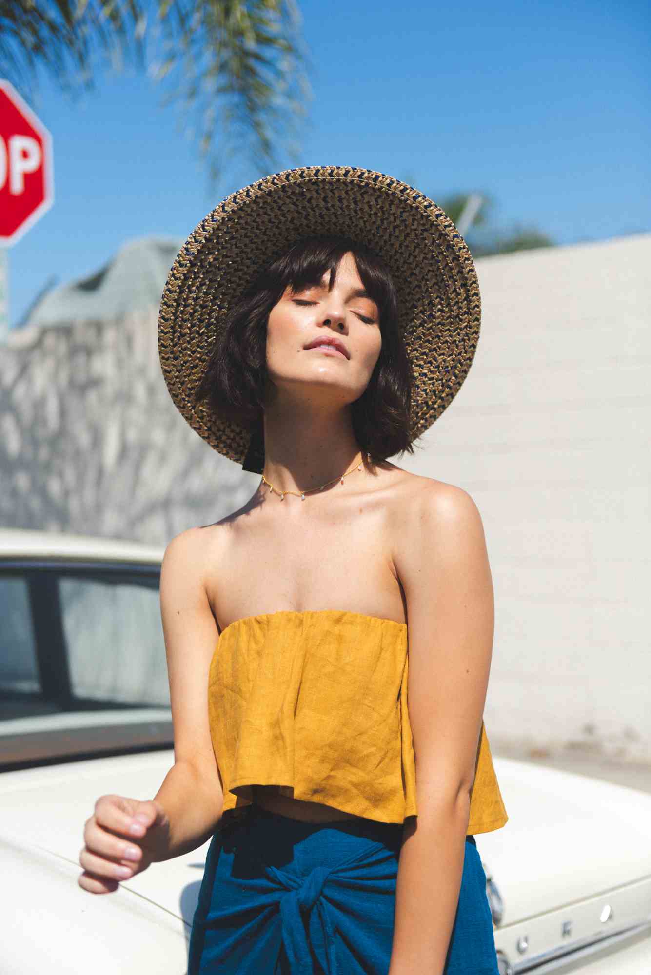 Straw hat for women Trend 2019 Top shoulder-free fashion trends Summer short hair styles