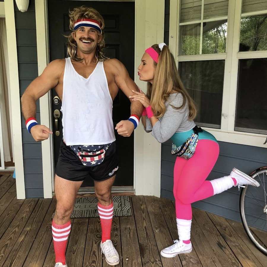 80er jahre jogginganzug kostüm paare amerikanischer stil mann und frau