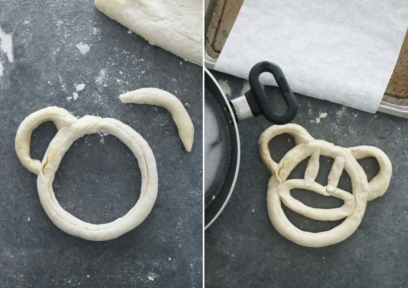 Instructions for Mickey and Minnie Maus from homemade dough