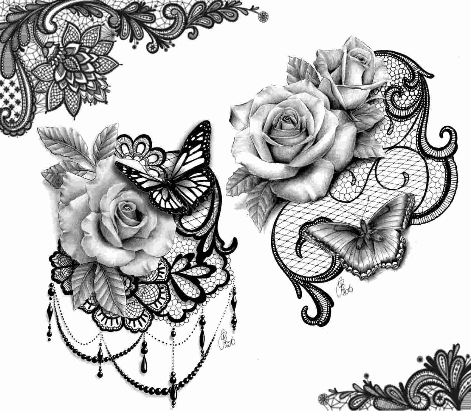 Brust Tattoo für Frauen Blumentattoo mit Schmetterlingen Ideen