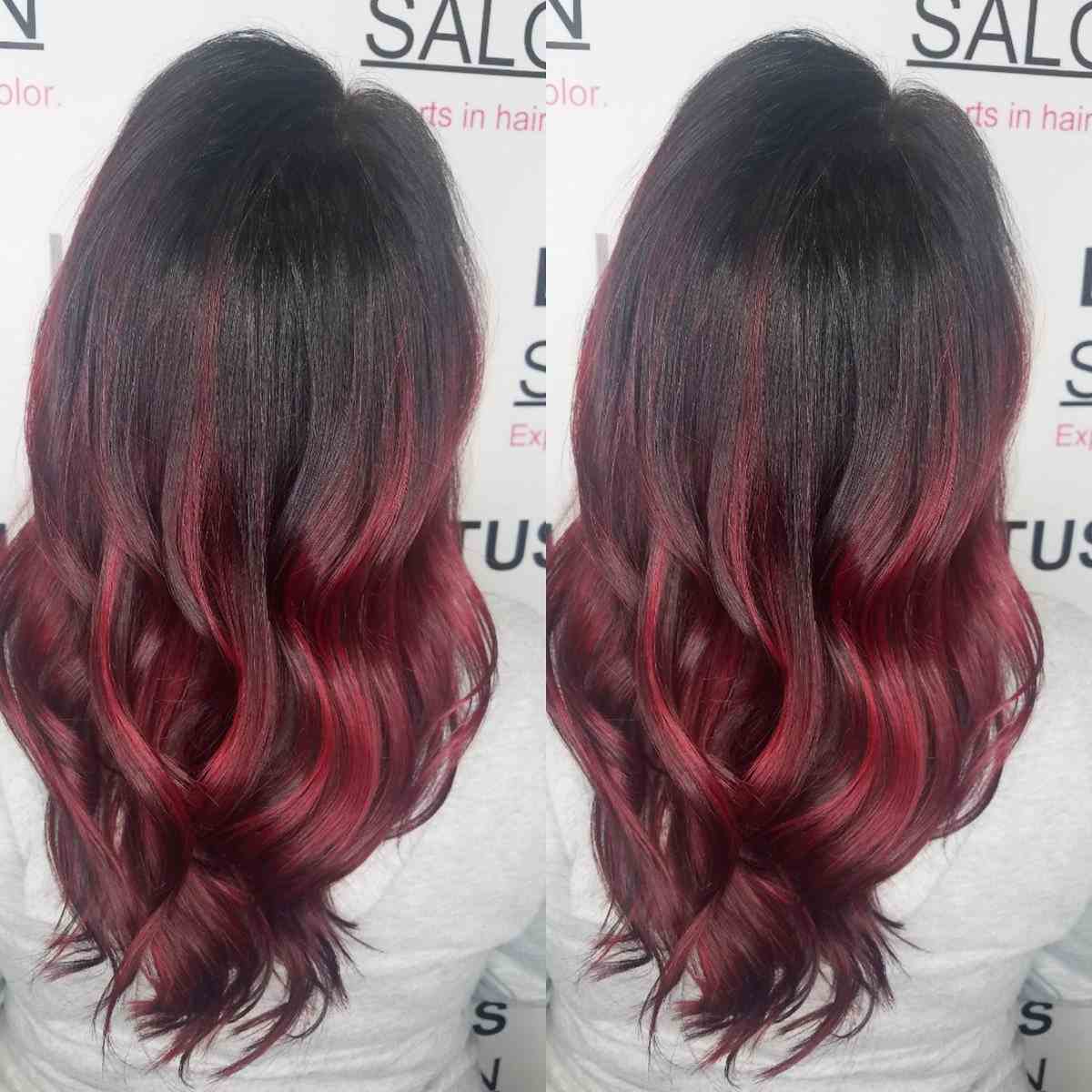 Burgunderrot Haarfarbe Balayage Rot auf dunkle Haare Pflegetipps