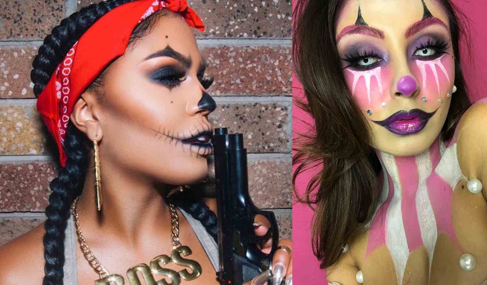 Clown-Makeup gruselig mit Anleitung Frauen Kostüm für Halloween