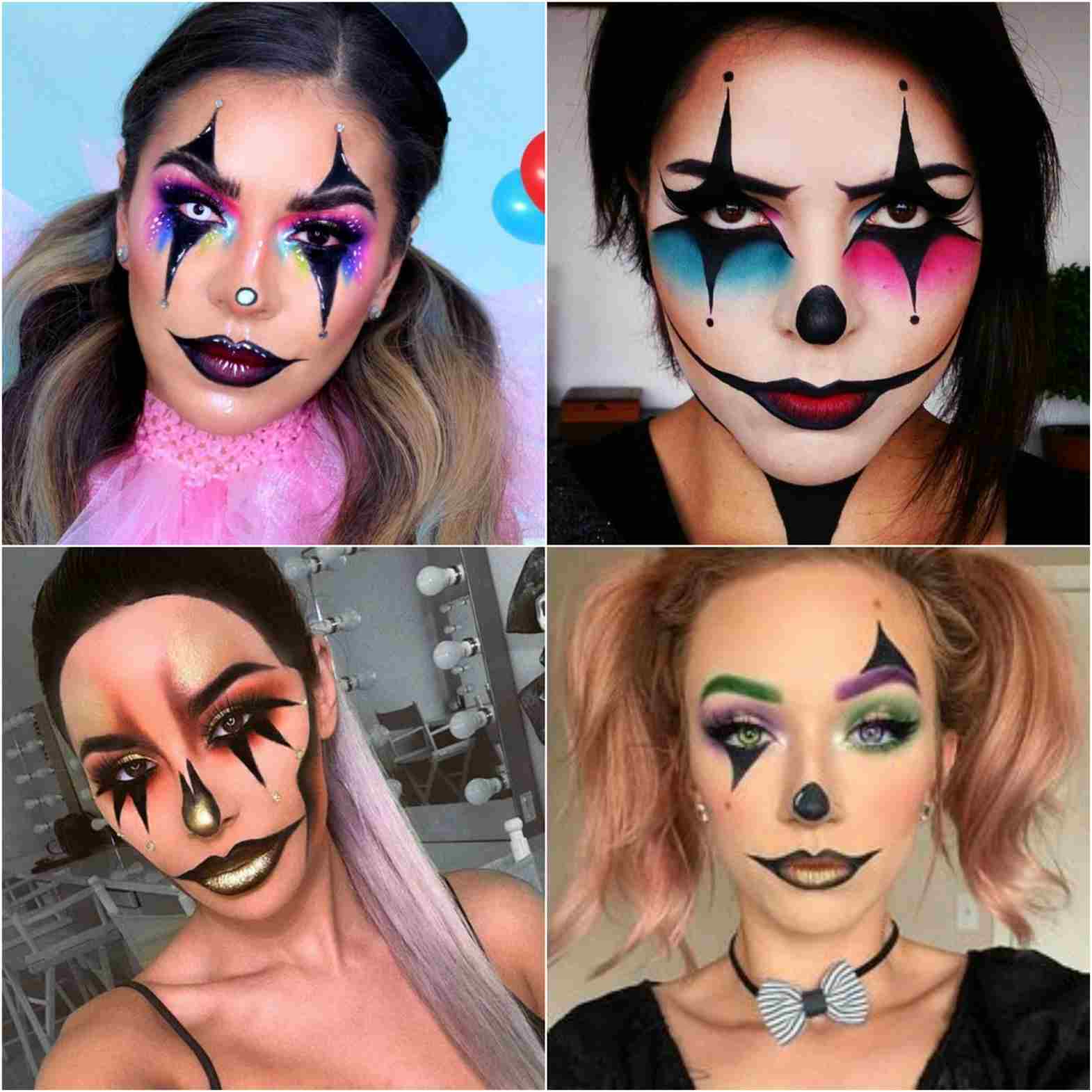 Clown schminken Frau einfach Halloween Kostüm Ideen