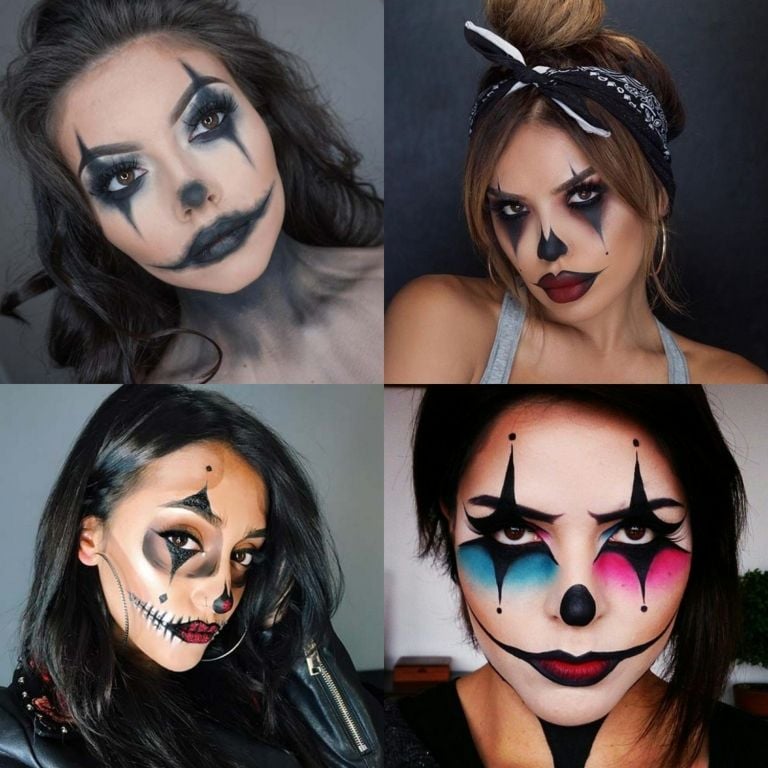 Clown schminken für Damen Halloween Makeup Ideen einfach
