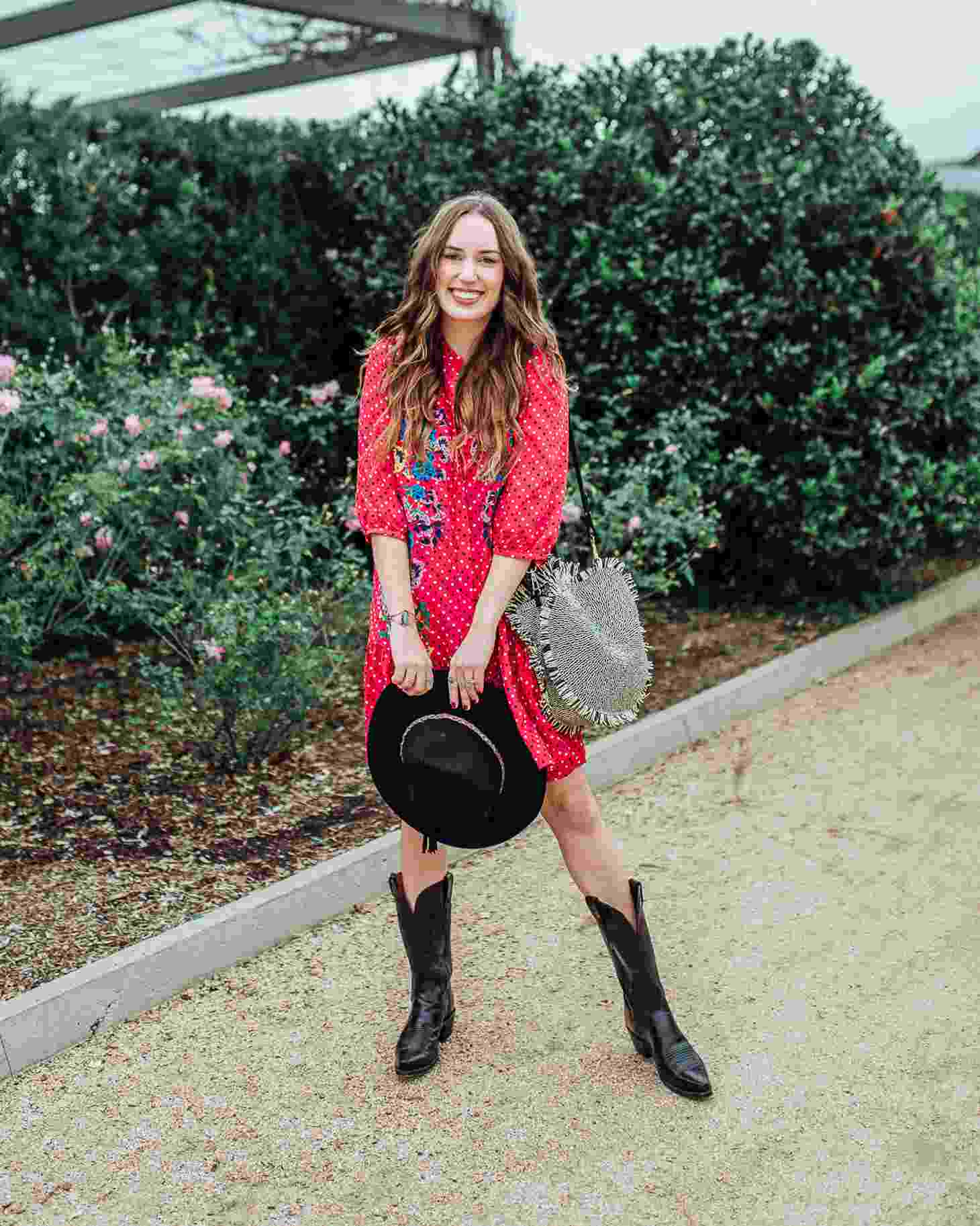Cowboy Stiefel Damen Herbst Outfits Ideen mit Kleid