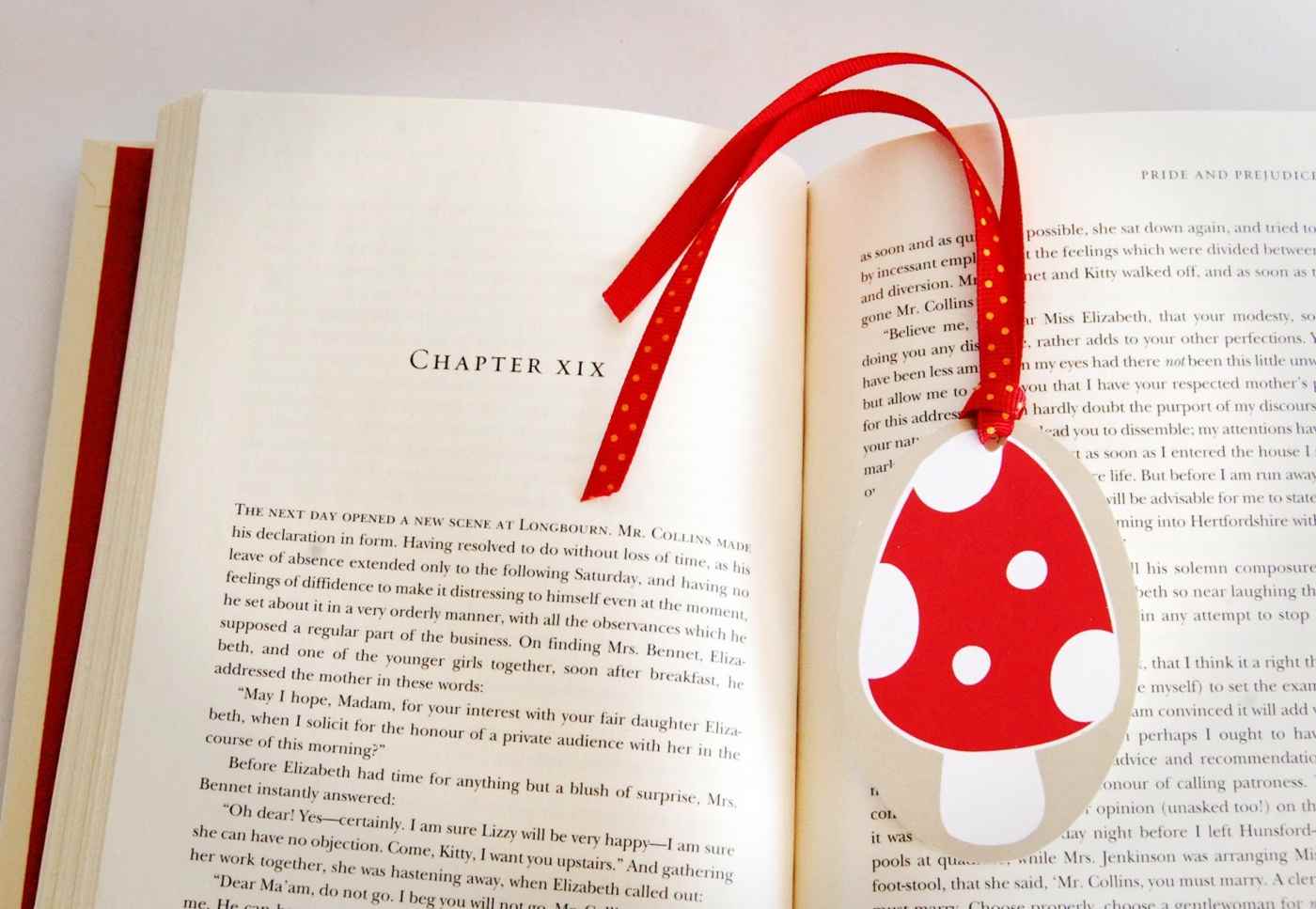DIY bookmark with fly mushroom and band for giving