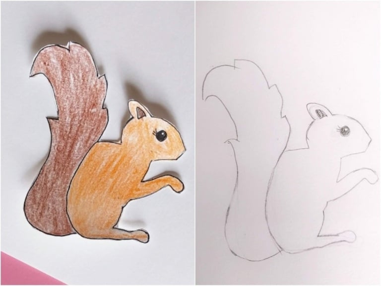 Bastelideen für den Herbst Tierfiguren aus Papier ausschneiden und bemalen