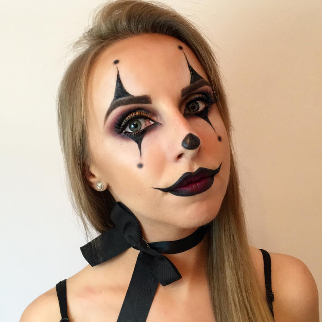 Frauen Kostüm Halloween Ideen einfach Makeup Gruselig Anleitung