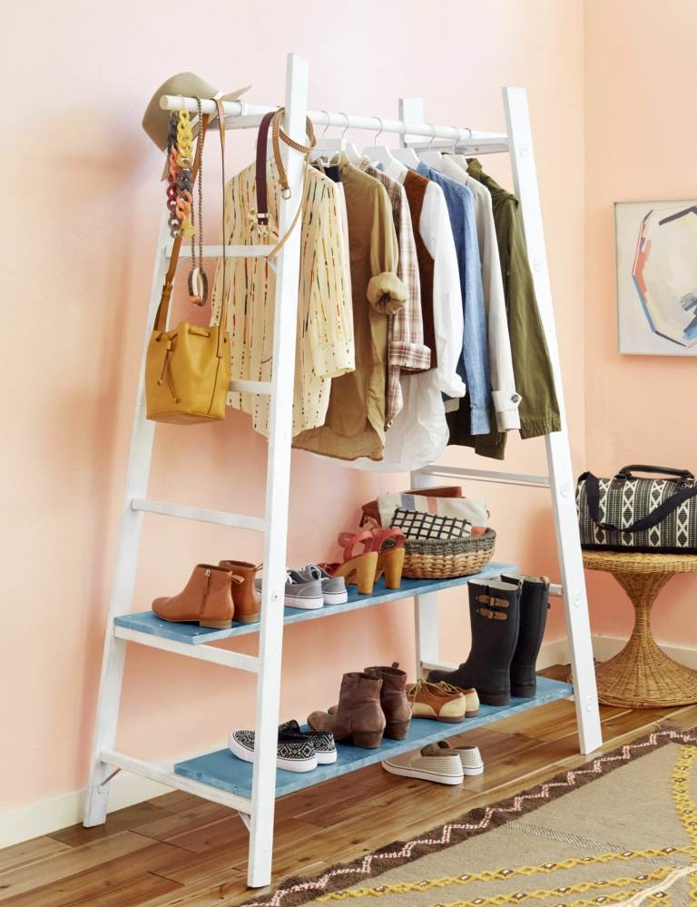 Garderobe DIY einfach Upcycling Ideen mit Leiter