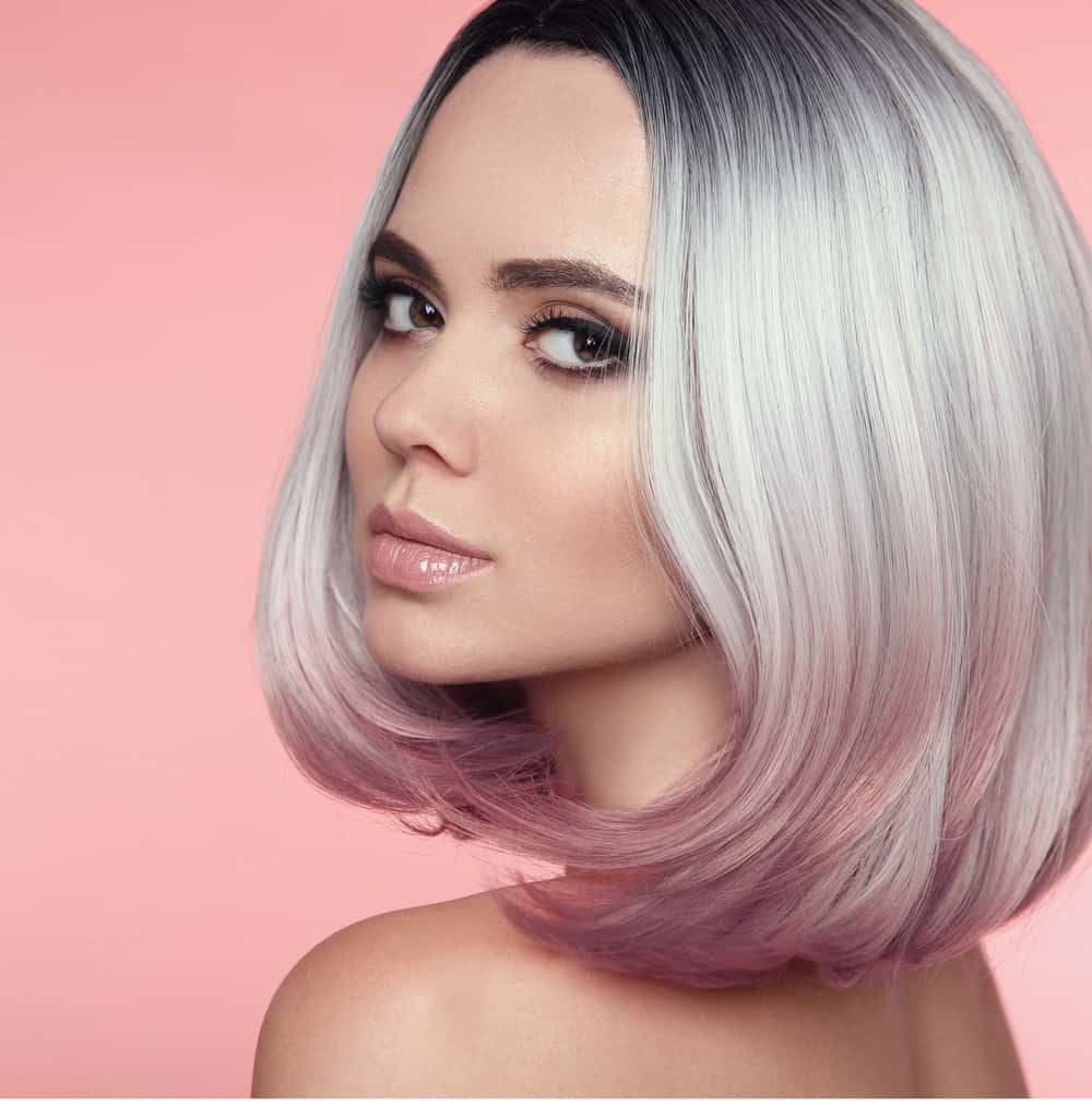 Hair silver color gray pink hair color long bob hairstyle hair cut trends trends